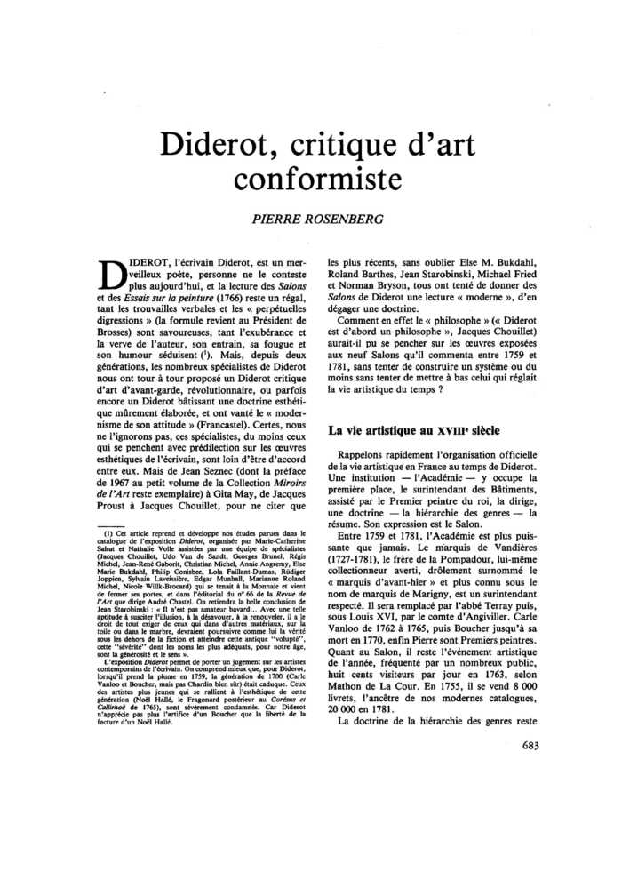 Diderot, critique d’art conformiste
 – page 1