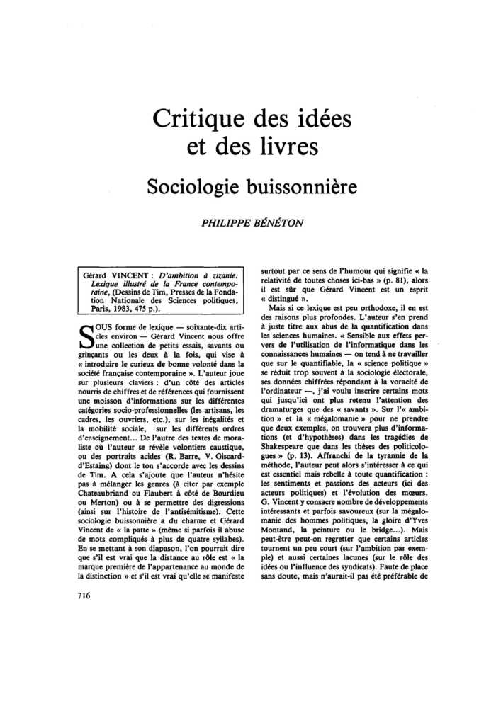 Sociologie buissonnière
 – page 1