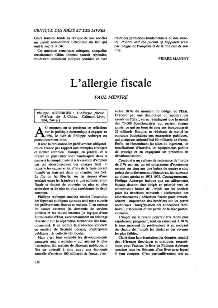 L’allergie fiscale
 – page 1
