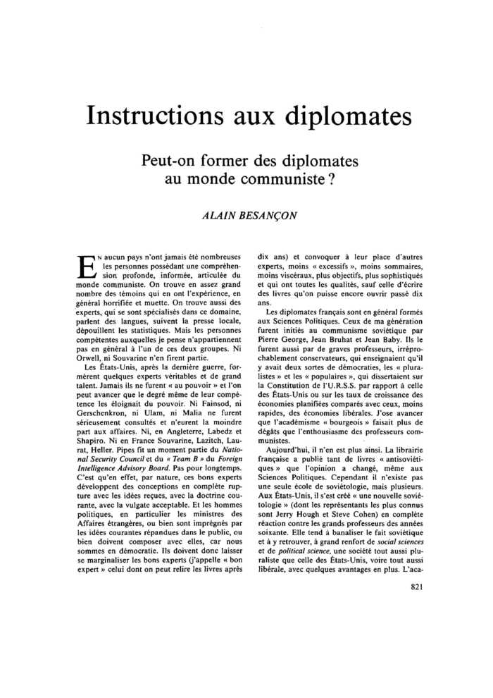 Instructions aux diplomates
 – page 1