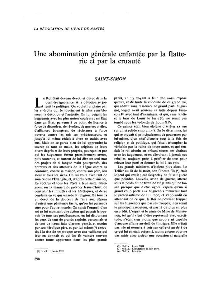 Une abomination générale enfantée par la flatterie et par la cruauté
 – page 1