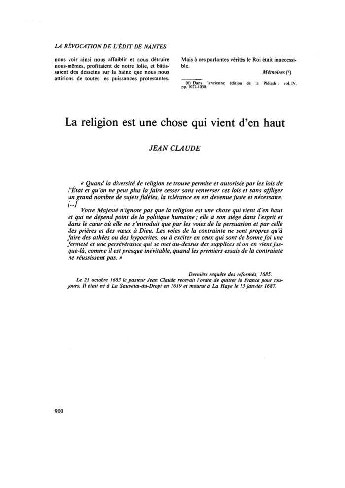 La religion est une chose qui vient d’en haut
 – page 1