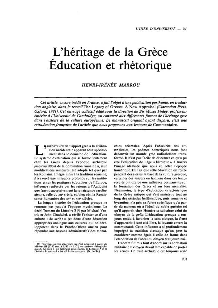 L’héritage de la Grèce. Éducation et rhétorique
 – page 1
