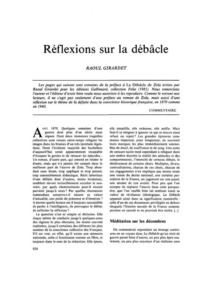 Réflexions sur la débâcle
 – page 1