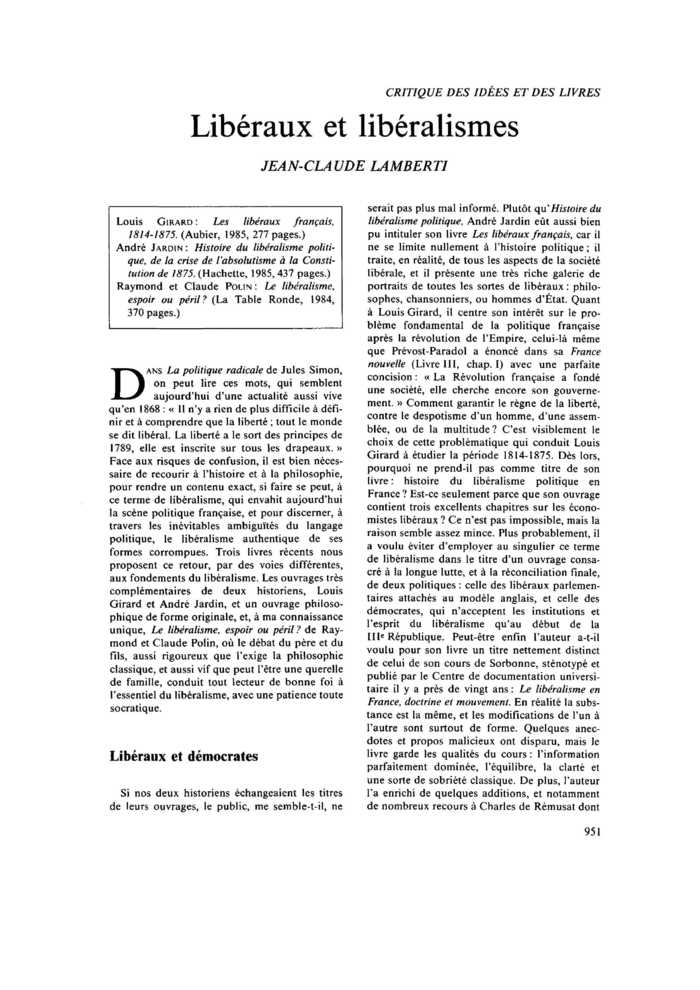 Libéraux et libéralismes
 – page 1