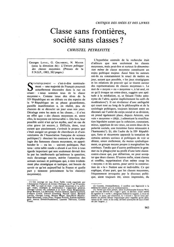 Classe sans frontières, société sans classes ?
 – page 1