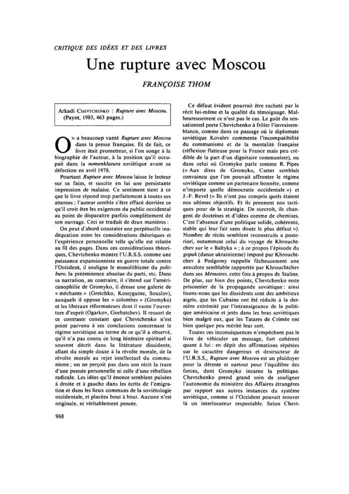Une rupture avec Moscou
 – page 1