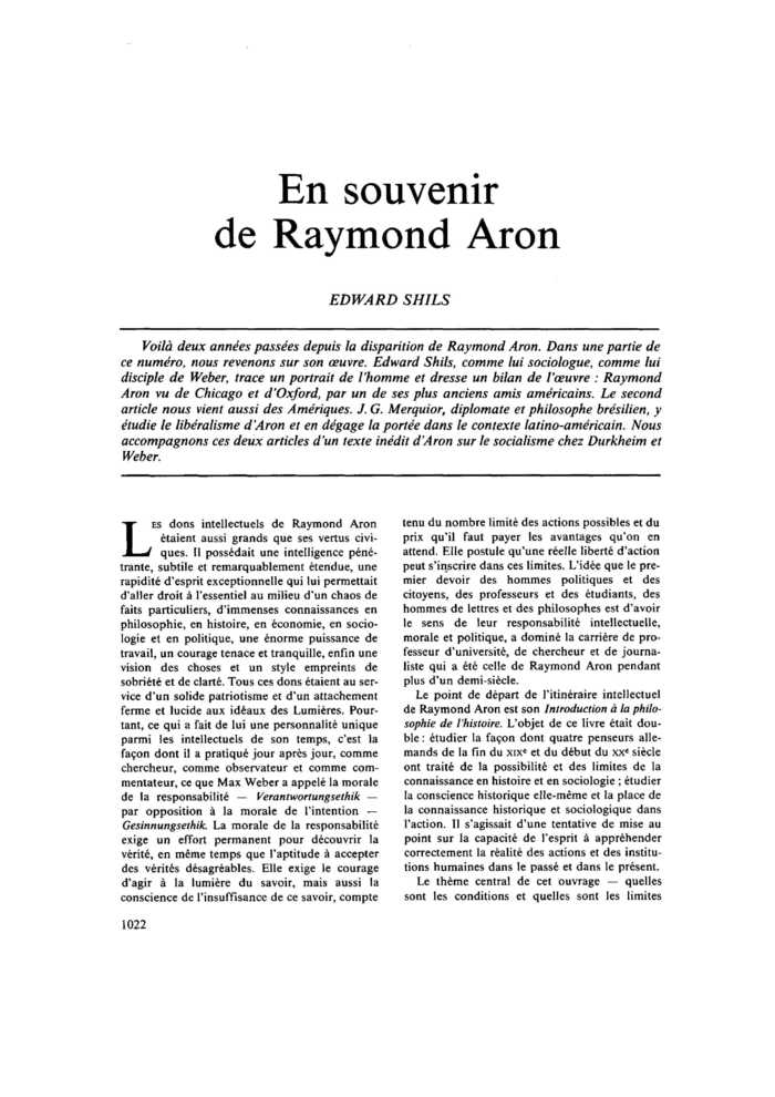 En souvenir de Raymond Aron
 – page 1