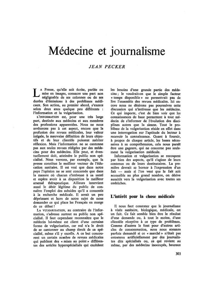 Médecine et journalisme
 – page 1