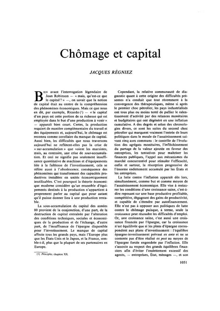 Chômage et capital
 – page 1