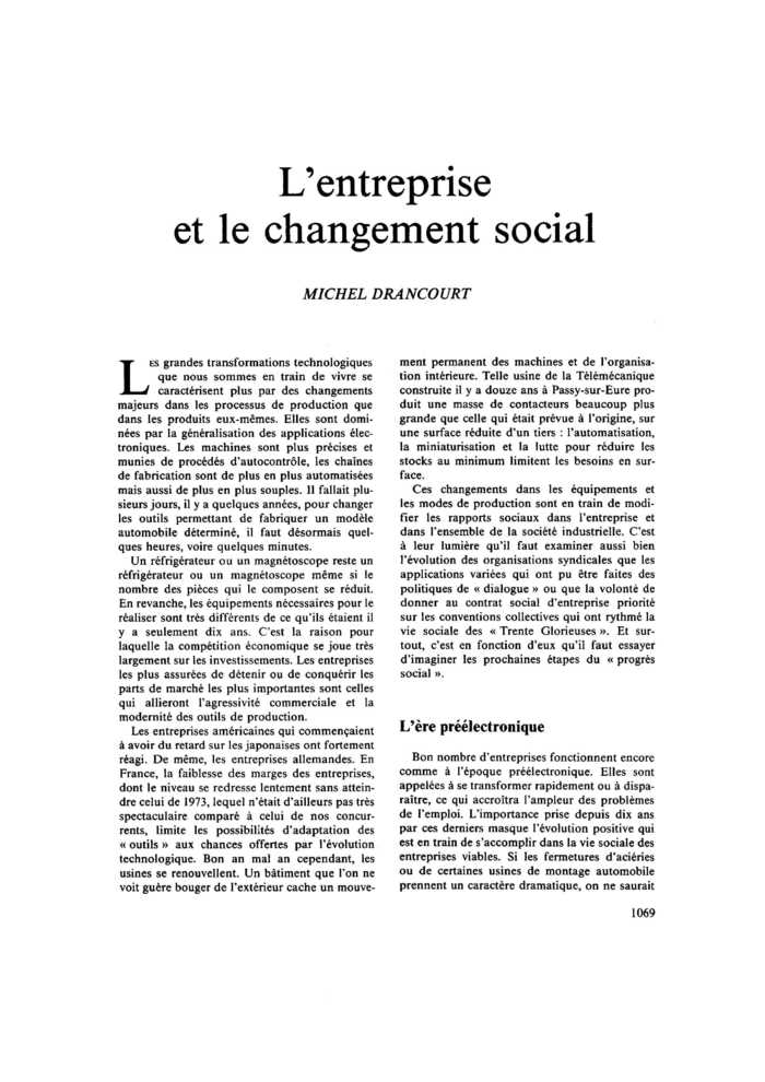 L’entreprise et le changement social
 – page 1