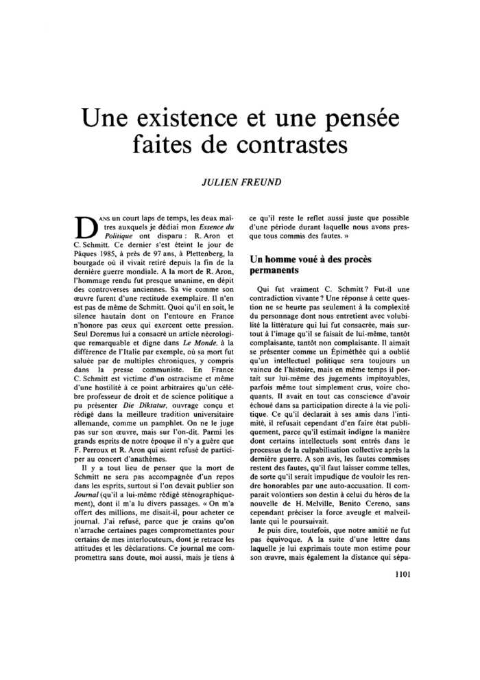 Sur Carl Schmidt : Une existence et une pensée faites de contrastes
 – page 1