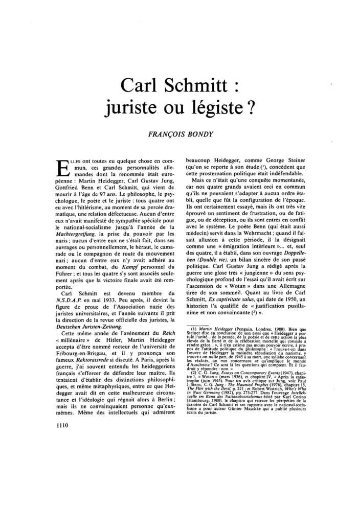 Carl Schmitt : juriste ou légiste ?
 – page 1