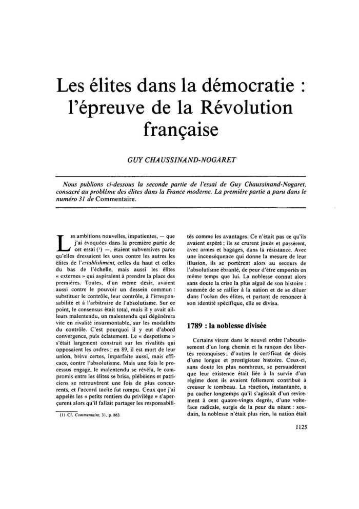 Les élites dans la démocratie. L’épreuve de la Révolution française
 – page 1