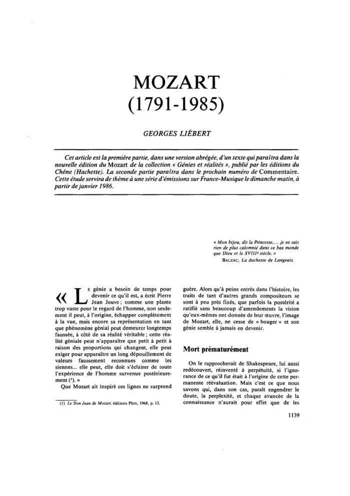 MOZART (1791-1985)
 – page 1