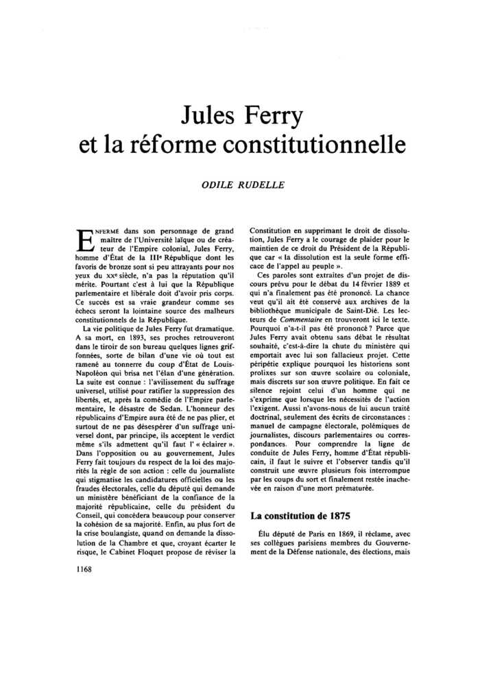 Jules Ferry et la réforme constitutionnelle
 – page 1