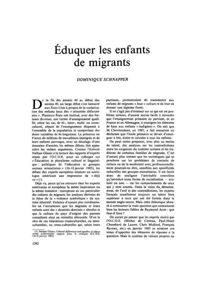 Éduquer les enfants de migrants
 – page 1