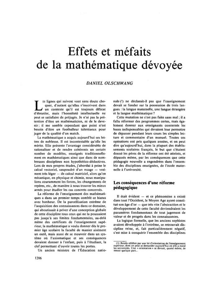 Effets et méfaits de la mathématique dévoyée
 – page 1