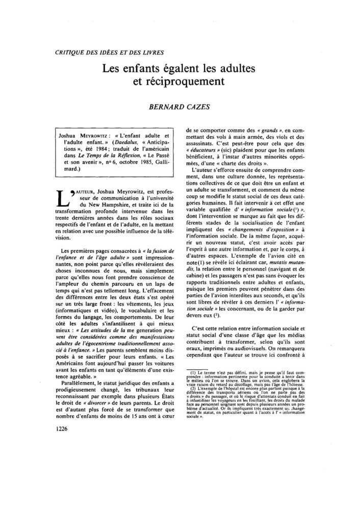 Les enfants égalent les adultes et réciproquement
 – page 1