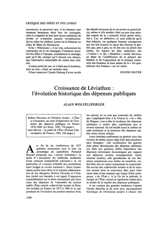 Croissance de Léviathan : l’évolution historique des dépenses publiques
 – page 1