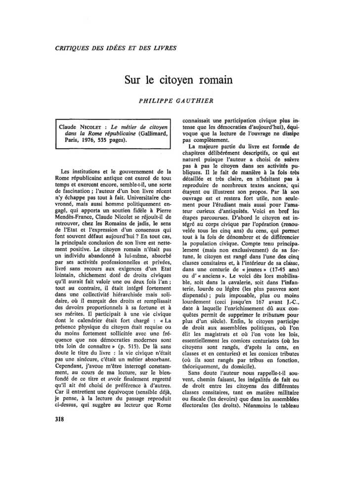 Sur le citoyen romain
 – page 1