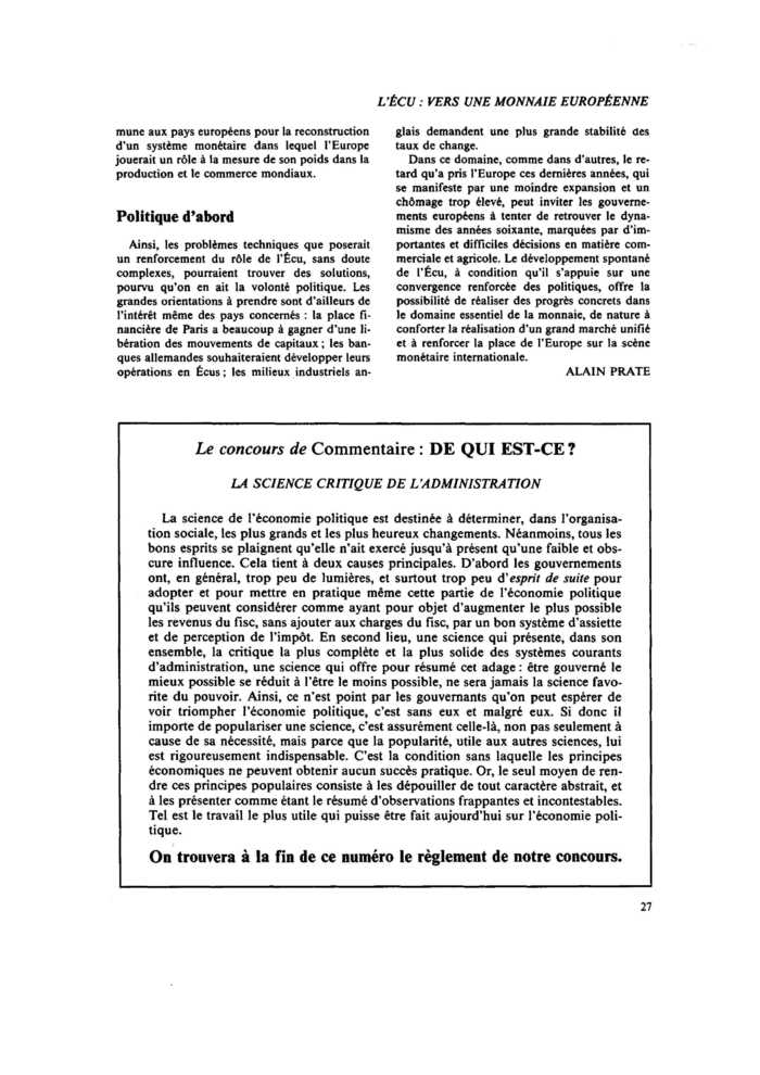 LA SCIENCE CRITIQUE DE L’ADMINISTRATION
 – page 1
