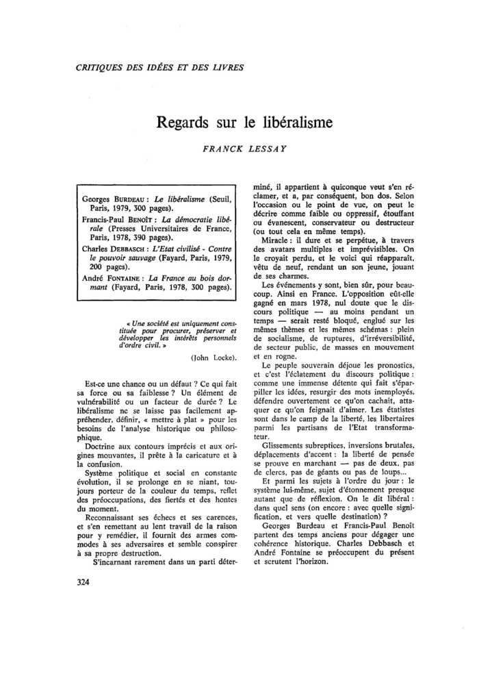 Regards sur le libéralisme
 – page 1