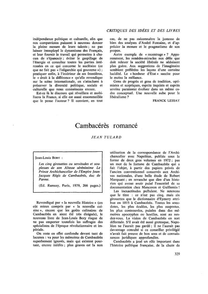 Cambacérès romancé
 – page 1