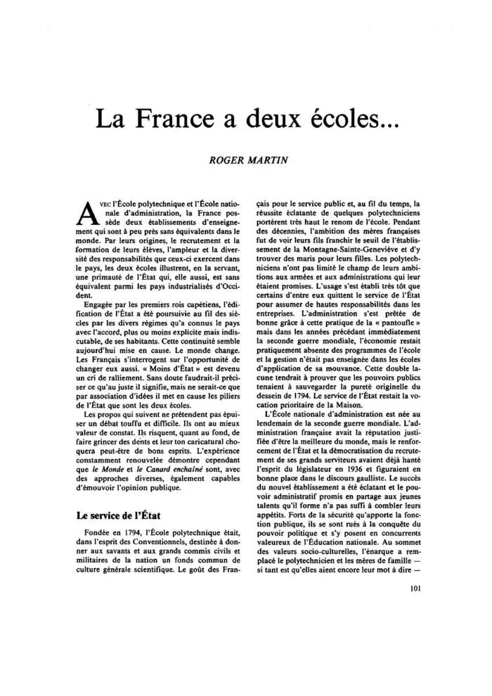 La France a deux écoles…
 – page 1