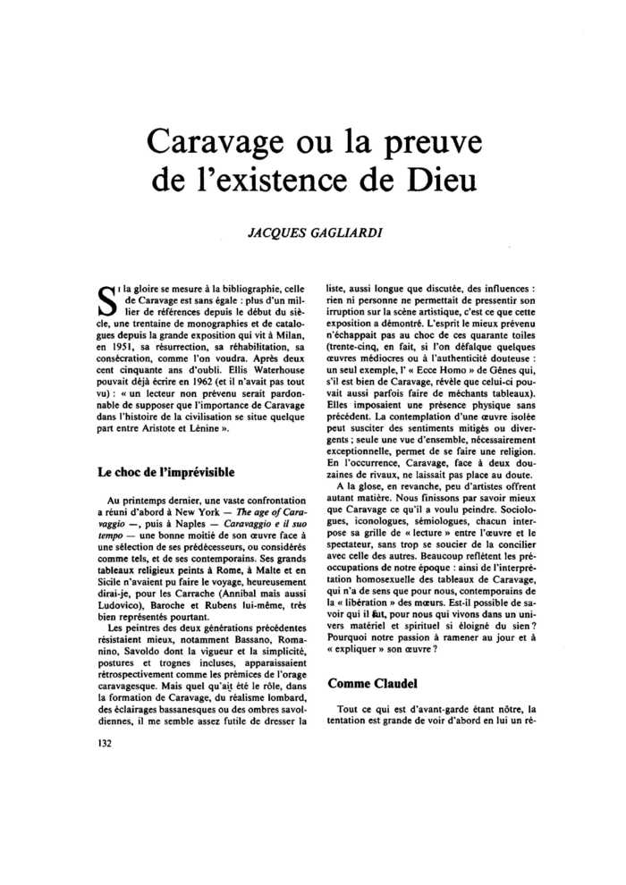 Caravage ou la preuve de l’existence de Dieu
 – page 1