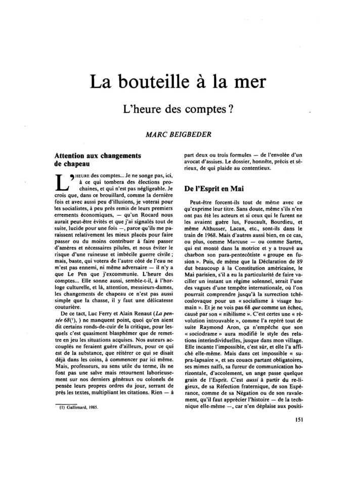 La bouteille à la mer. L’heure des comptes ?
 – page 1