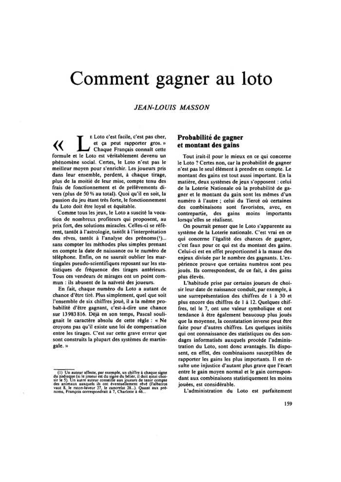Comment gagner au loto
 – page 1
