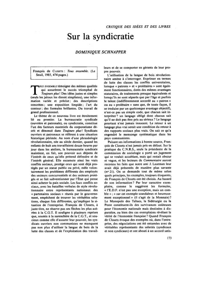 Sur la syndicratie
 – page 1