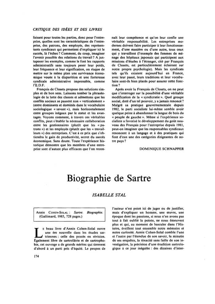 Biographie de Sartre
 – page 1