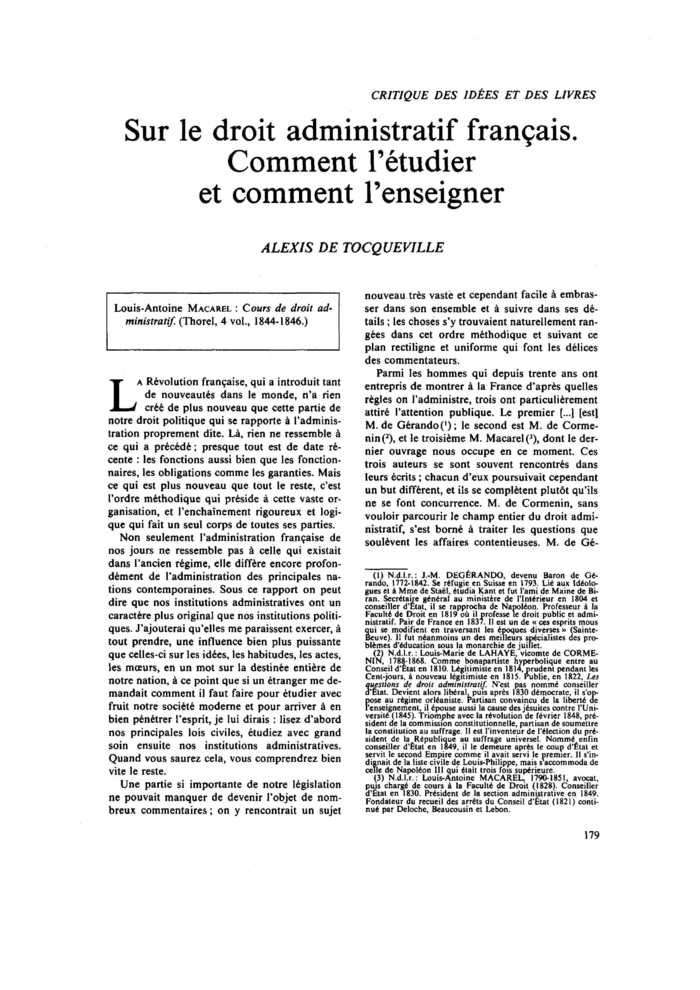Sur le droit administratif français. Comment l’étudier et comment l’enseigner
 – page 1