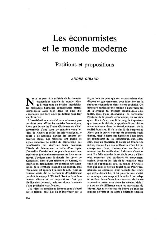 Les économistes et le monde moderne. Positions et propositions
 – page 1