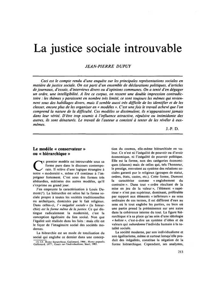 La justice sociale introuvable
 – page 1