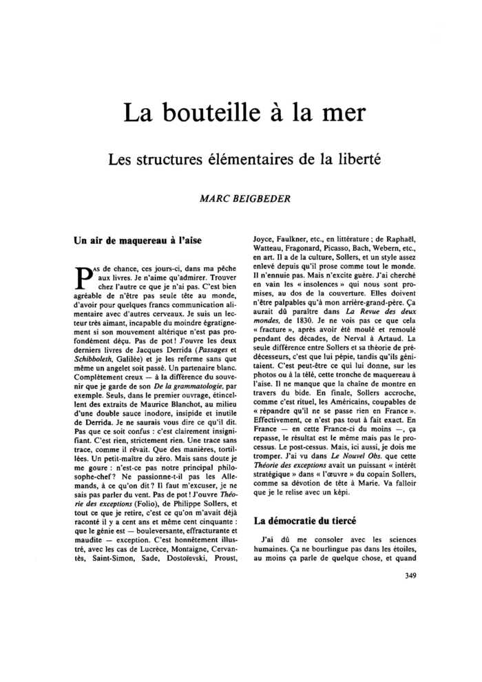 La bouteille à la mer. Les structures élémentaires de la liberté
 – page 1