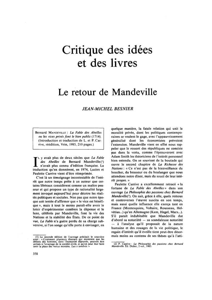 Le retour de Mandeville
 – page 1