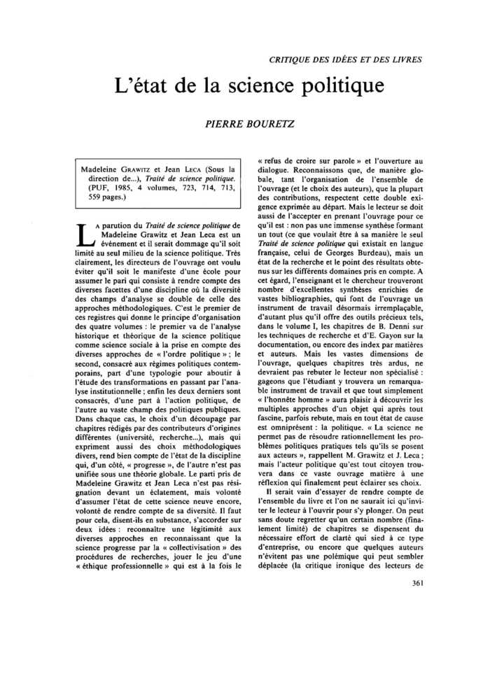 L’état de la science politique
 – page 1