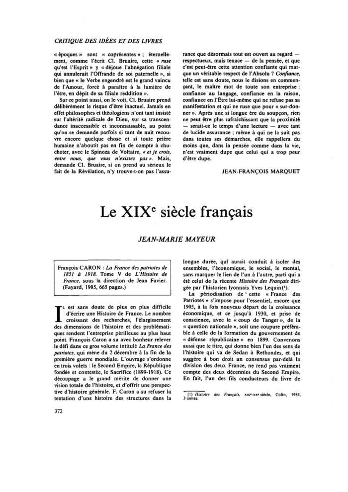 Le XIXe siècle français
 – page 1