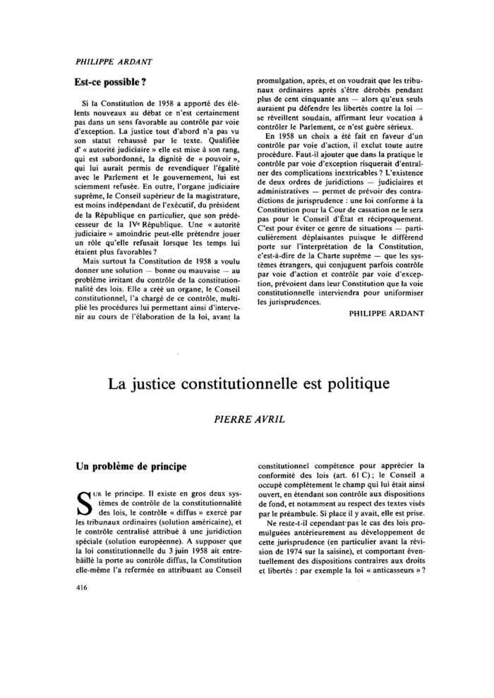 La justice constitutionnelle est politique
 – page 1