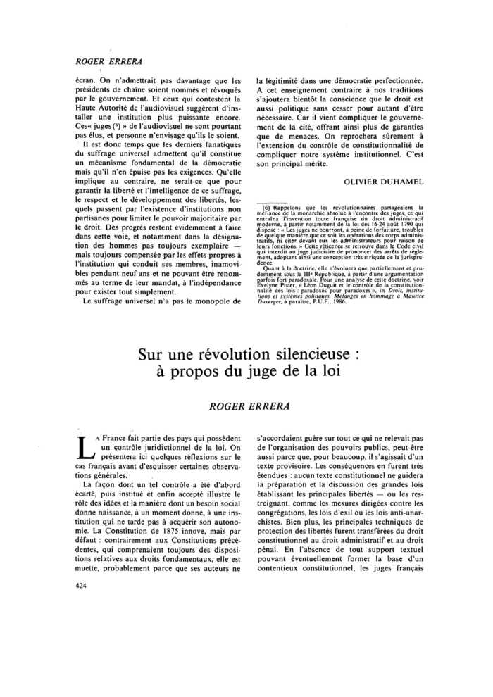 Sur une révolution silencieuse : à propos du juge de la loi
 – page 1