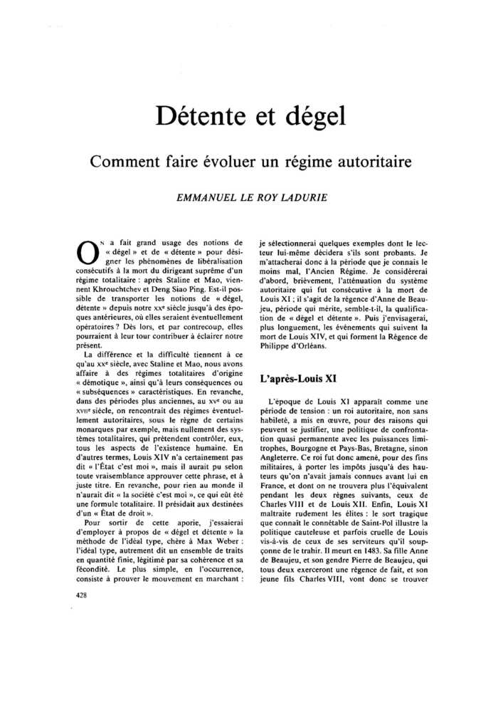 Détente et dégel
 – page 1
