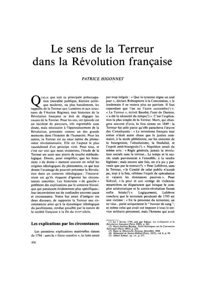 Le sens de la Terreur dans la Révolution française
 – page 1