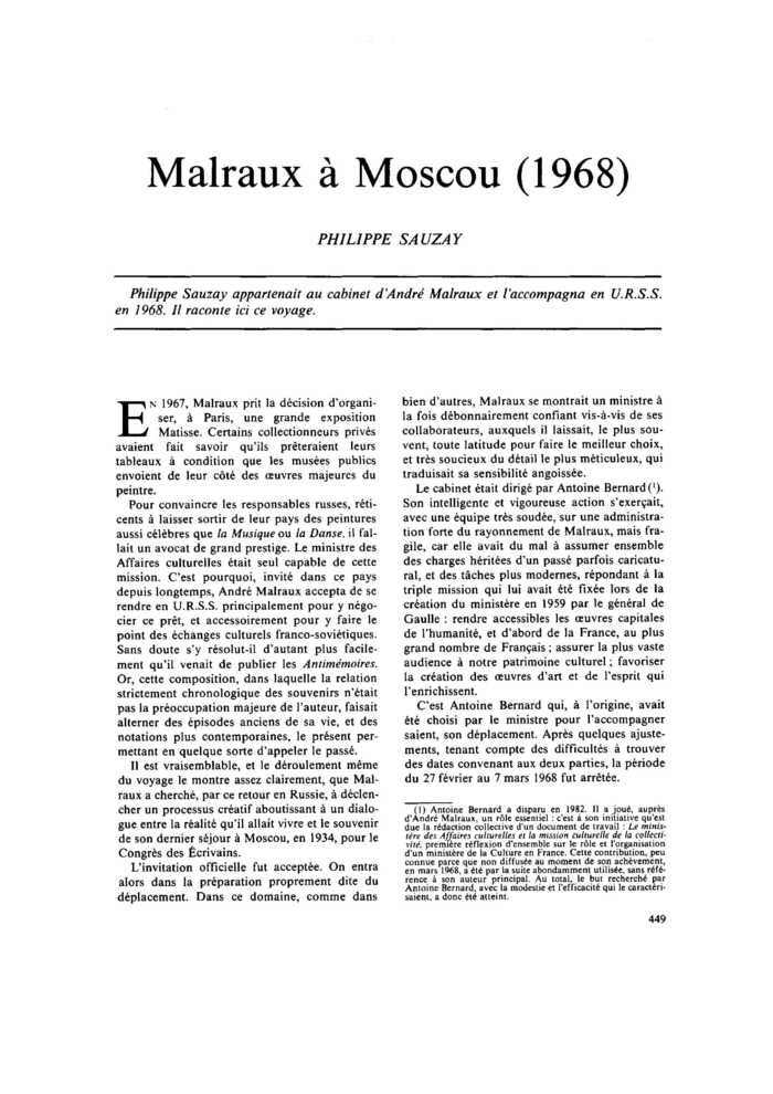 Malraux à Moscou (1968)
 – page 1