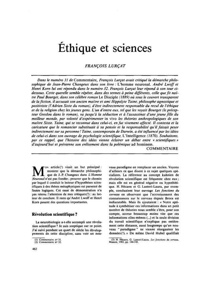 Éthique et sciences
 – page 1
