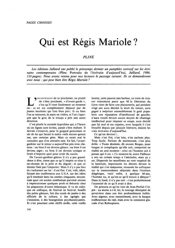 Qui est Régis Mariole ?
 – page 1