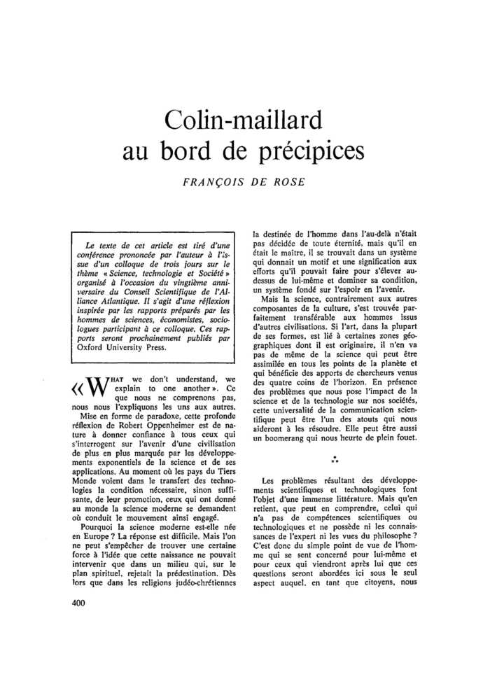 Colin-maillard au bord de précipices
 – page 1