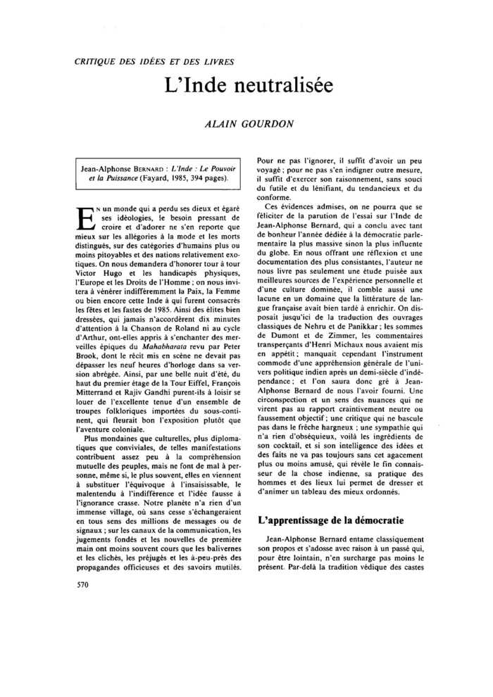 L’Inde neutralisée
 – page 1